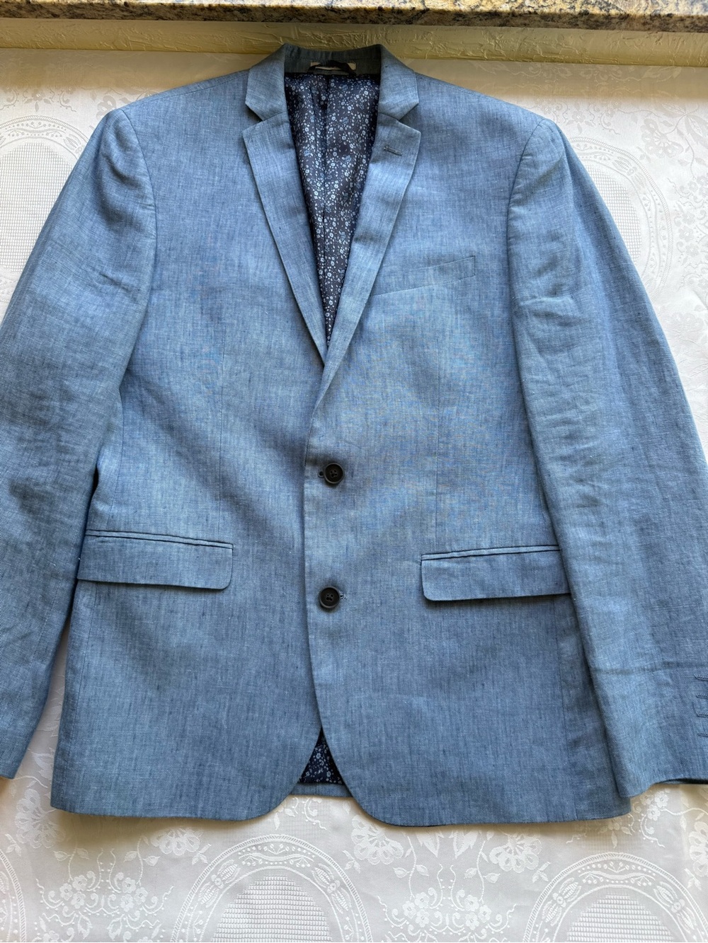 Bar III Sport Jacket Blazer Coat Light Blue 100% Linen Two-Button Men’s Size 38R